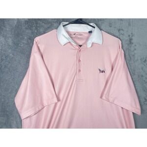 Horn Legend Secession Golf Club Men's Polo Shirt Pink White Bamboo Size Medium